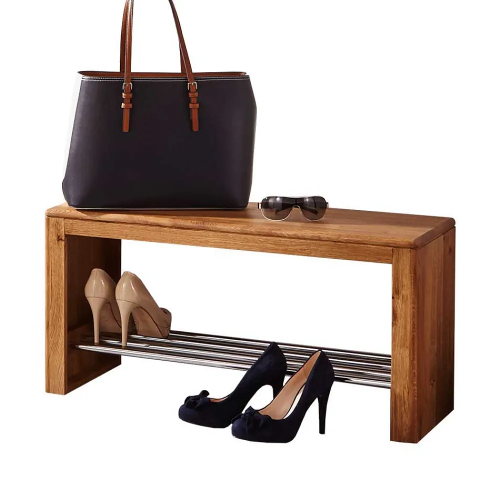 Wohnen Glasmöbel|Diele Komplett*Wildeiche Standgarderobe & Spiegel - Uvinessa (dreiteilig)