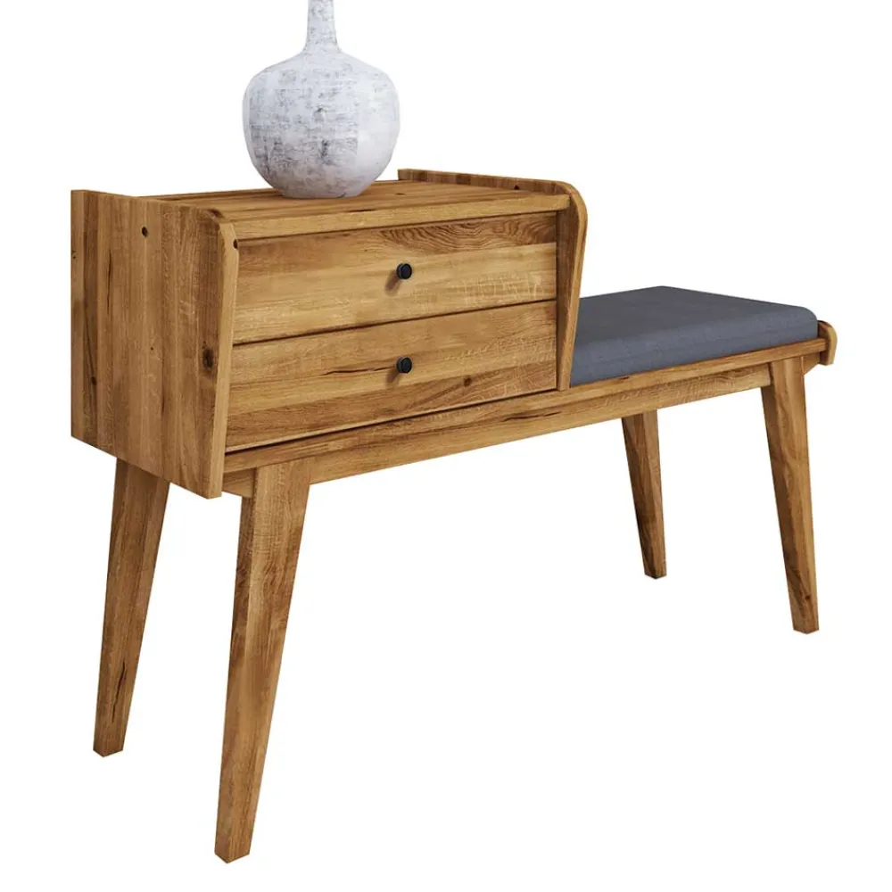 Wohnen Wildeiche Telefonbank Flurbank mit Schubladen - Hardus