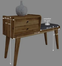 Wohnen Wildeiche Telefonbank Flurbank mit Schubladen - Hardus