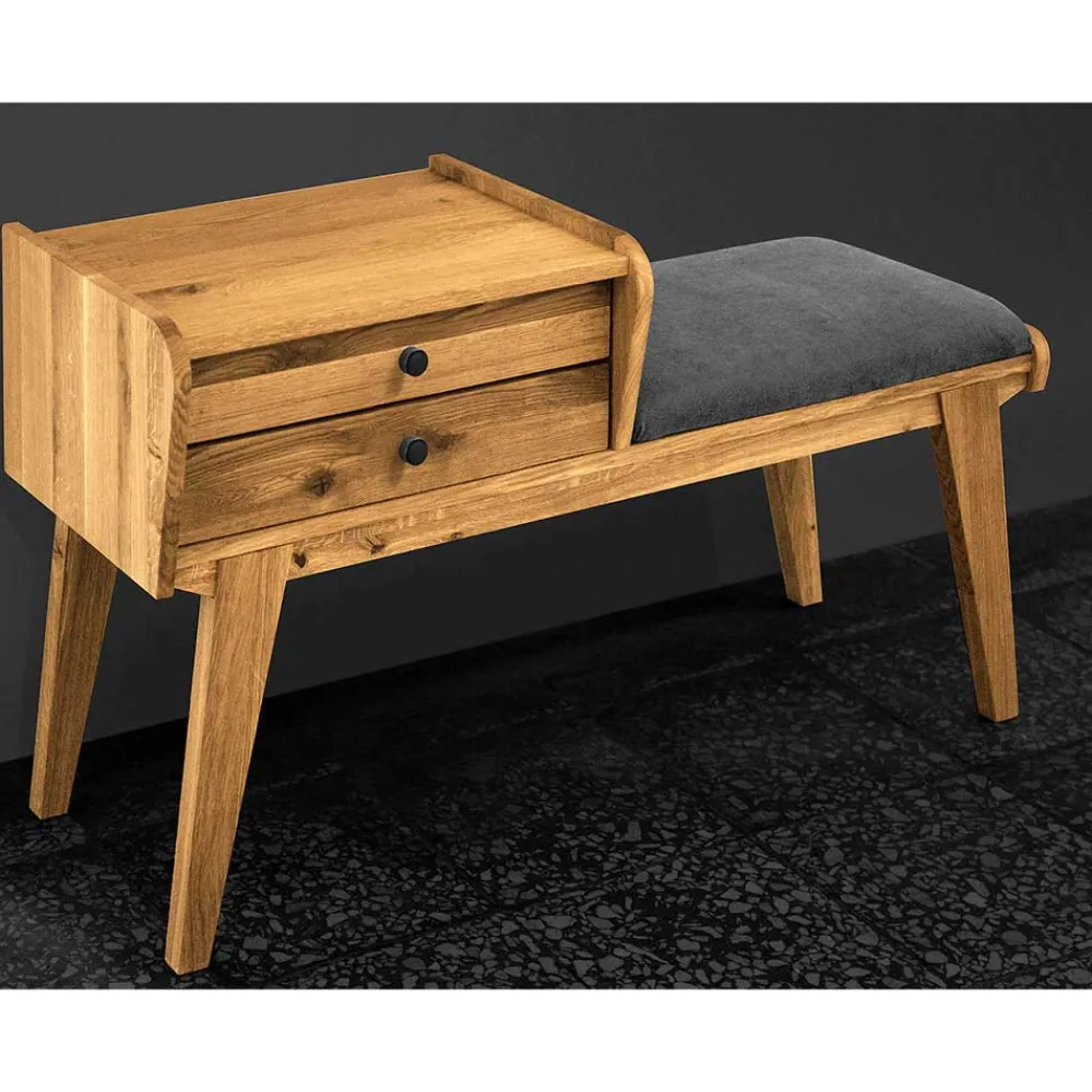 Wohnen Wildeiche Telefonbank Flurbank mit Schubladen - Hardus