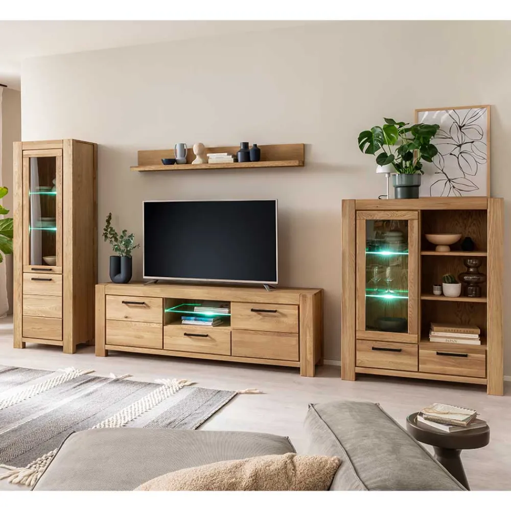 Wohnen Wildeiche TV Anbauwand teilmassiv - Sophia (vierteilig)