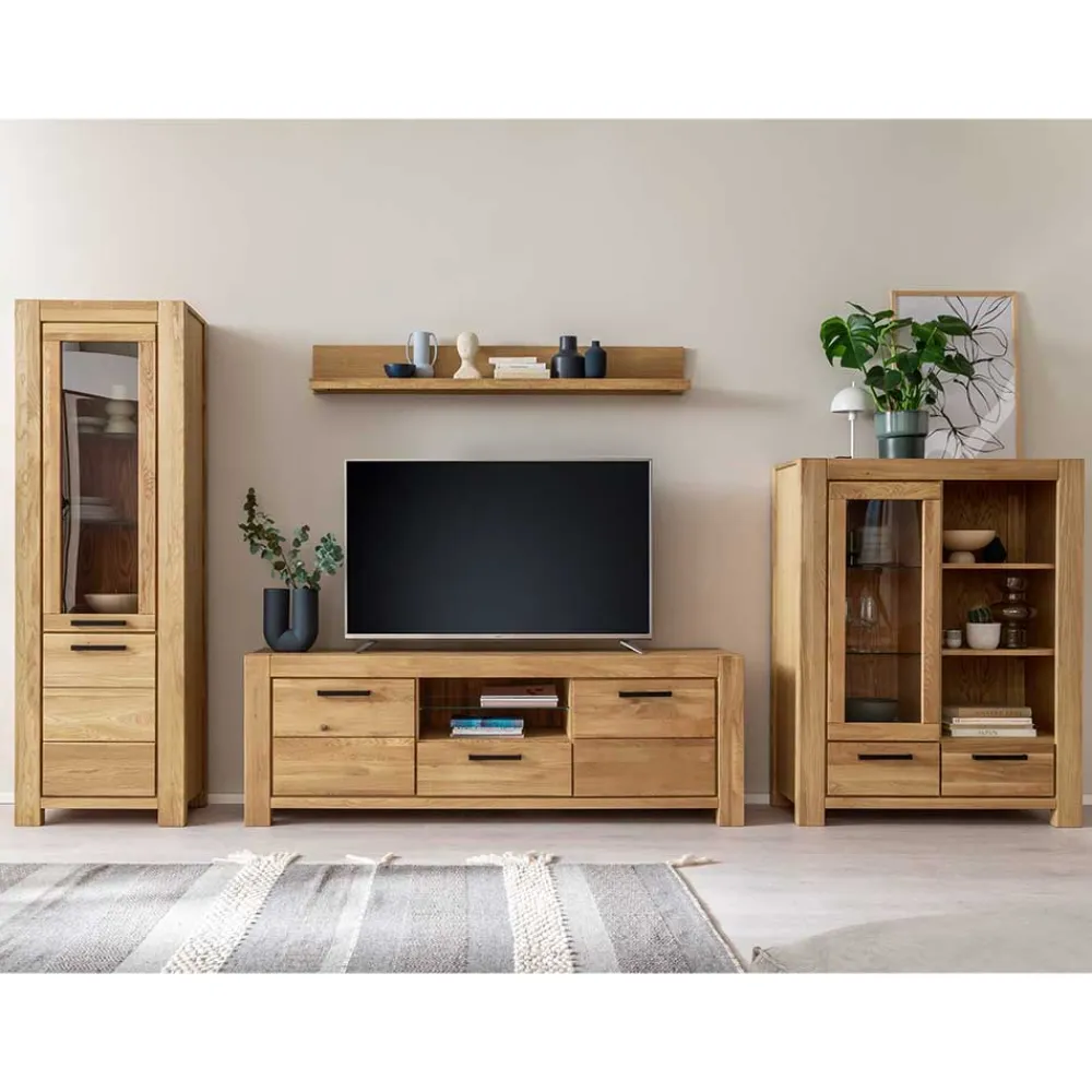 Wohnen Wildeiche TV Anbauwand teilmassiv - Sophia (vierteilig)