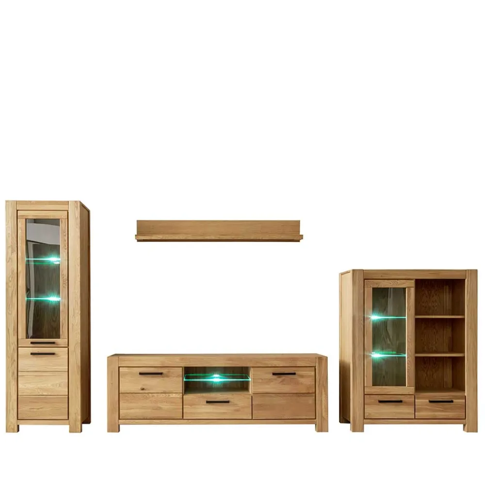 Wohnen Wildeiche TV Anbauwand teilmassiv - Sophia (vierteilig)