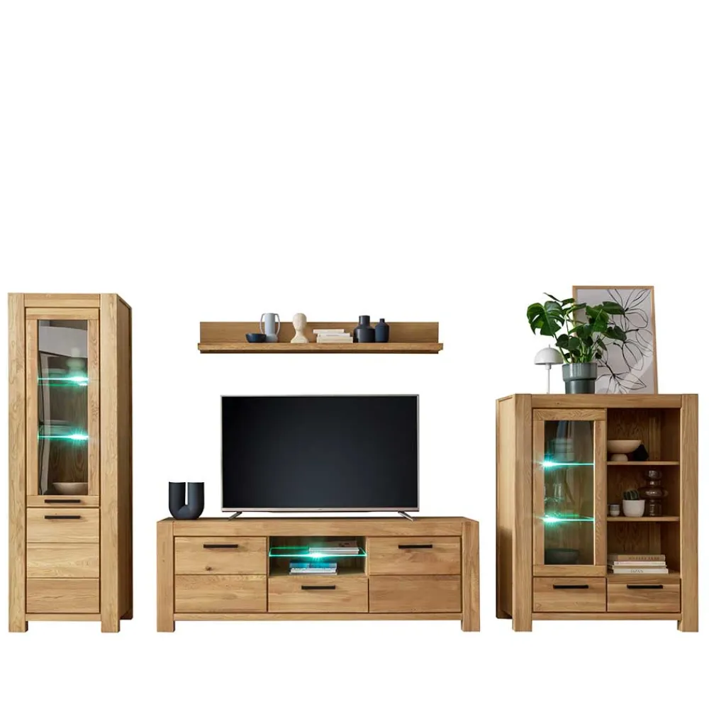 Wohnen Wildeiche TV Anbauwand teilmassiv - Sophia (vierteilig)