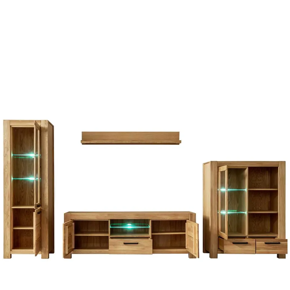 Wohnen Wildeiche TV Anbauwand teilmassiv - Sophia (vierteilig)