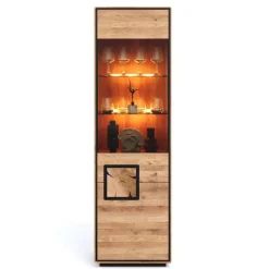 Wohnen Wildeiche Vitrine in Natur mit Schwarz - Shipper