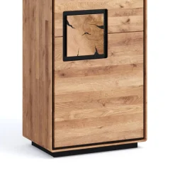 Wohnen Wildeiche Vitrine in Natur mit Schwarz - Shipper