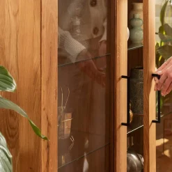 Wohnen Esszimmer-Vitrinen|Esszimmerschränke*Wildeiche Vitrine mit zwei Schubladen - Kerfa