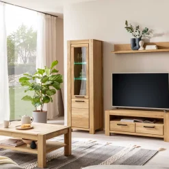 Wohnen Wildeiche Vitrine teilmassiv - Sophia