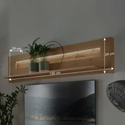 Wohnen Wildeiche Wandboard geölt - 156 cm breit - Obinson