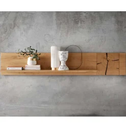 Wohnen Massivholzmöbel|Wohnzimmer-Regale*Wildeiche Wandboard mit dekorativem Hirnholz - Mantua