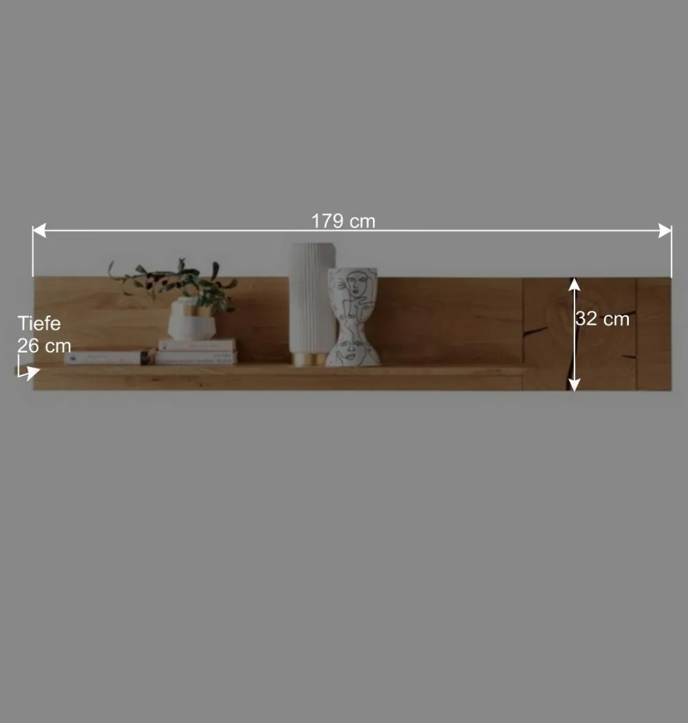 Wohnen Massivholzmöbel|Wohnzimmer-Regale*Wildeiche Wandboard mit dekorativem Hirnholz - Mantua