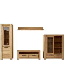 Wohnen Wohnwände|Wohnwand*Wildeiche Wohnwand Set teilmassiv - Sophia (vierteilig)