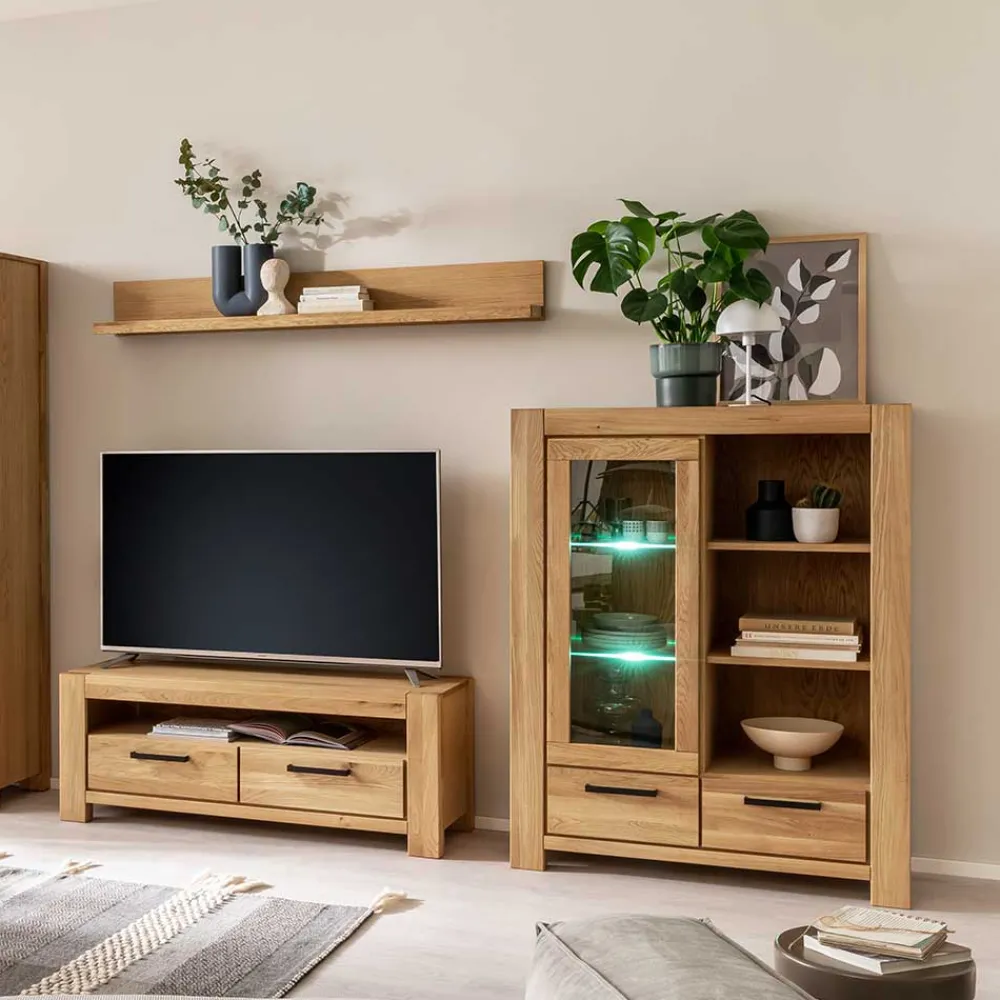 Wohnen Wildeiche Wohnzimmerschrank teilmassiv - Sophia