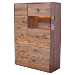 Wohnen Esszimmerschränke|Highboards*Wildeiche Wohnzimmerschrank mit Glas Einsatz - Acmida