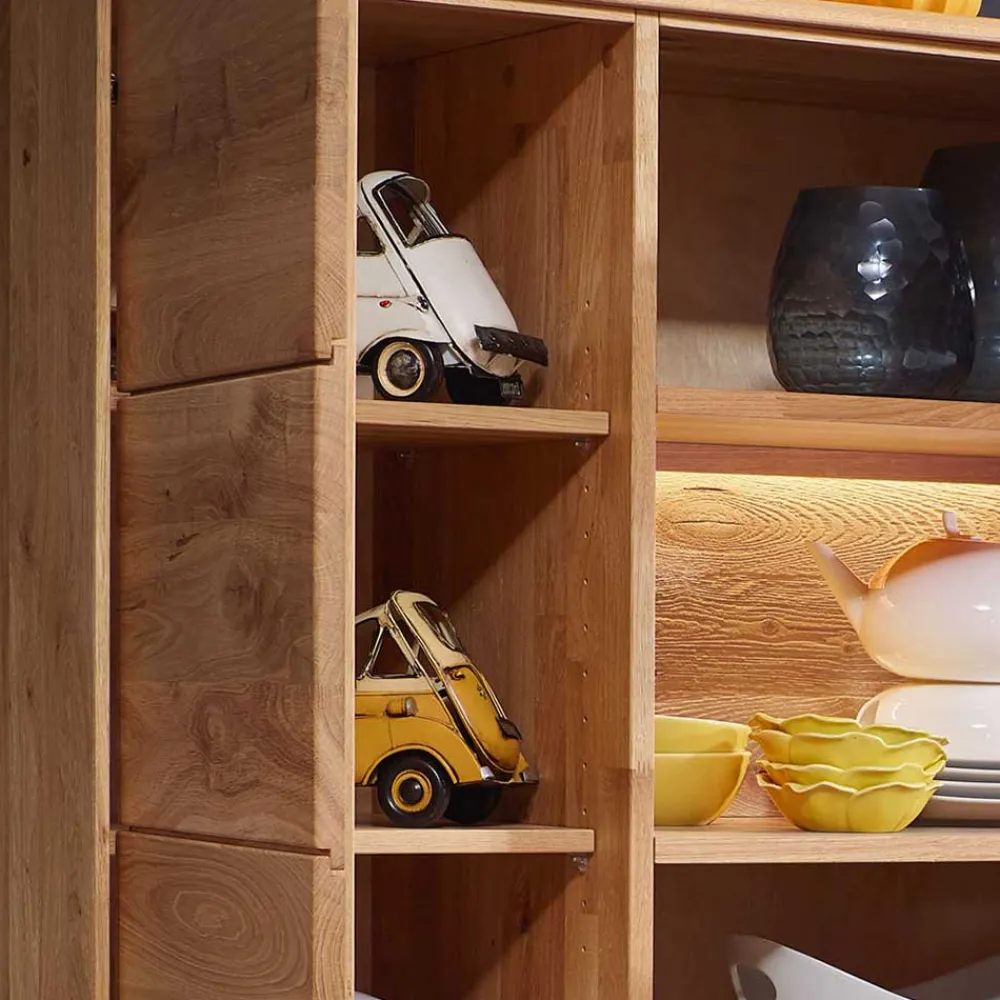 Wohnen Esszimmerschränke|Highboards*Wildeiche Wohnzimmerschrank mit Glas Einsatz - Acmida