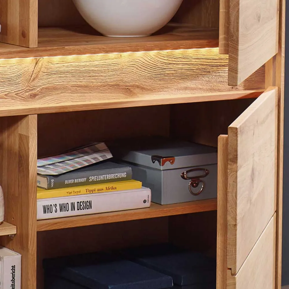 Wohnen Esszimmerschränke|Highboards*Wildeiche Wohnzimmerschrank mit Glas Einsatz - Acmida