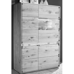 Wohnen Esszimmerschränke|Highboards*Wildeiche Wohnzimmerschrank mit Glas Einsatz - Acmida