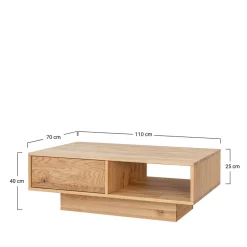 Wohnen Wildeiche Wohnzimmertisch auf Sockelgestell - Cocondar