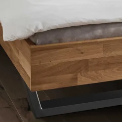 Wohnen Graue Möbel|Naturholzmöbel*Wildeichebett mit Lamellen-Kopfteil - Esvilda I