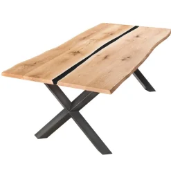 Wohnen Schwarze Möbel|Naturholzmöbel*Wildeiche-Esstisch mit Naturkanten - Fabienne