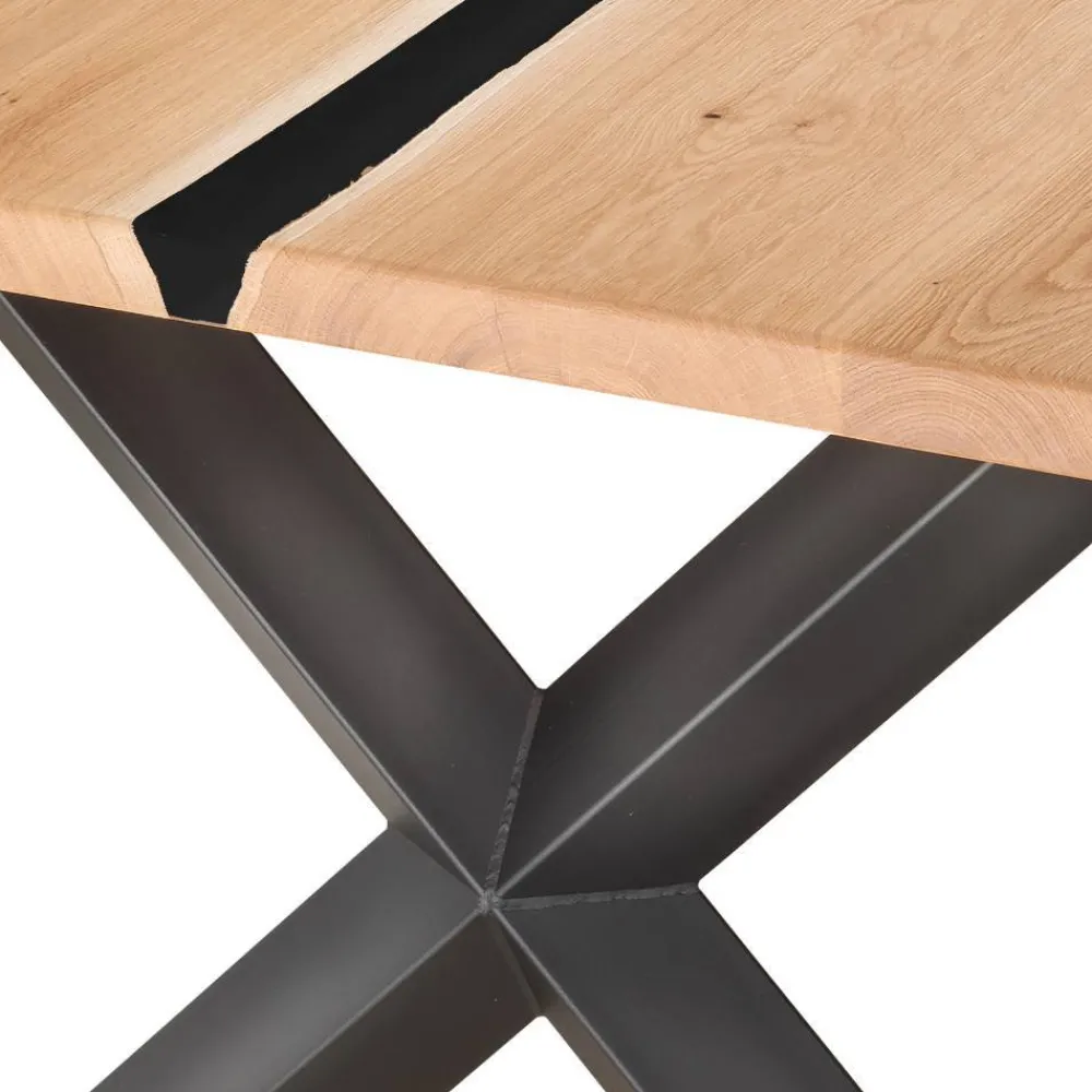 Wohnen Schwarze Möbel|Naturholzmöbel*Wildeiche-Esstisch mit Naturkanten - Fabienne