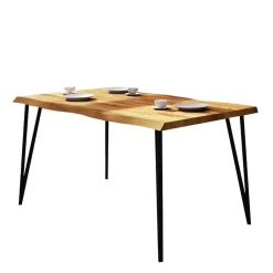 Wohnen Massivholzmöbel|Küchentische*Wildeichetisch mit Baumkante & Stahlbeinen - Mandirov