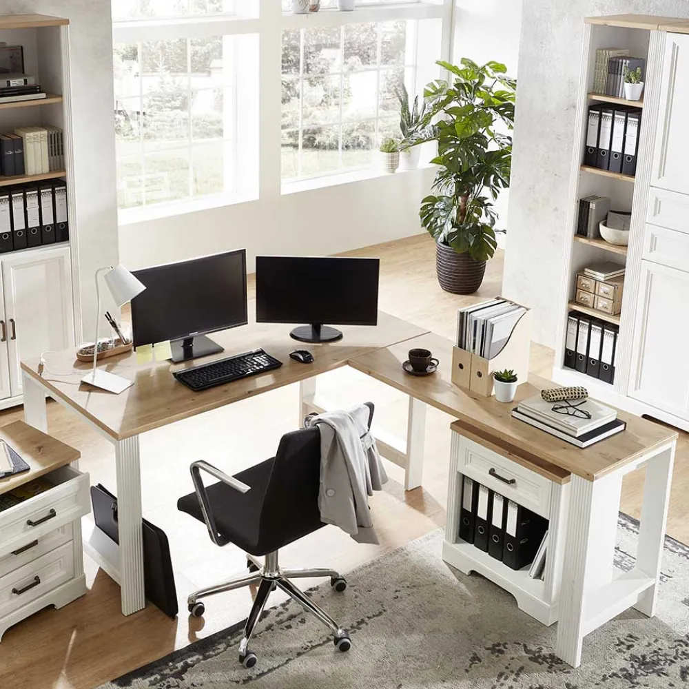 Wohnen Winkel-Schreibtisch im Landhausstil - Mehady