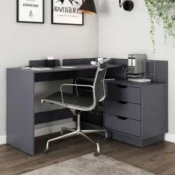 Wohnen Bürotische|Jugendzimmertische*Winkelschreibtisch in Anthrazit - Korfu