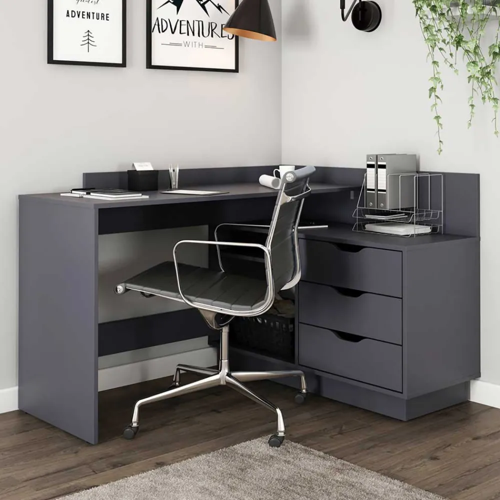 Wohnen Bürotische|Jugendzimmertische*Winkelschreibtisch in Anthrazit - Korfu