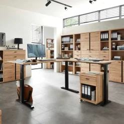 Wohnen Bürotische*Winkel-Schreibtisch in Esche und Schwarz - Emly