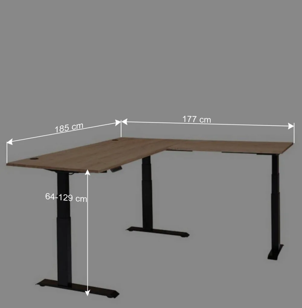 Wohnen Bürotische*Winkel-Schreibtisch in Esche und Schwarz - Emly