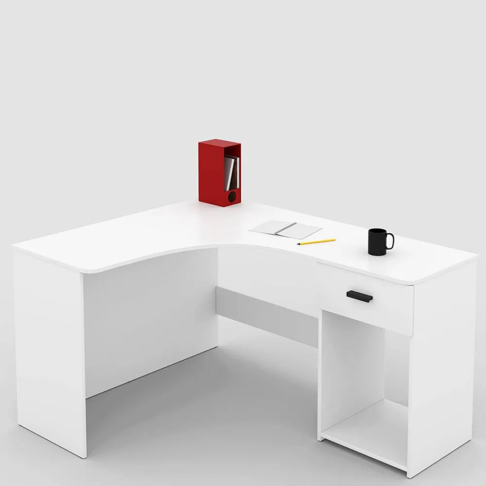 Wohnen Winkelschreibtisch in Weiß - Rainy