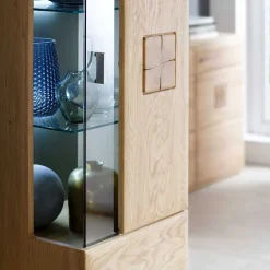 Wohnen Wohnzimmerschränke|Wohnwände*Wohnkombination in Eiche Bianco teilmassiv Pontros optional mit LED (vierteilig)