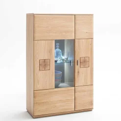 Wohnen Wohnzimmerschränke|Wohnwände*Wohnkombination in Eiche Bianco teilmassiv Pontros optional mit LED (vierteilig)