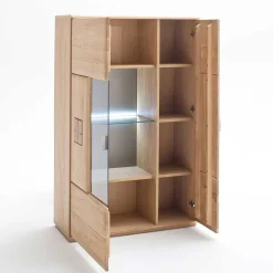 Wohnen Wohnzimmerschränke|Wohnwände*Wohnkombination in Eiche Bianco teilmassiv Pontros optional mit LED (vierteilig)