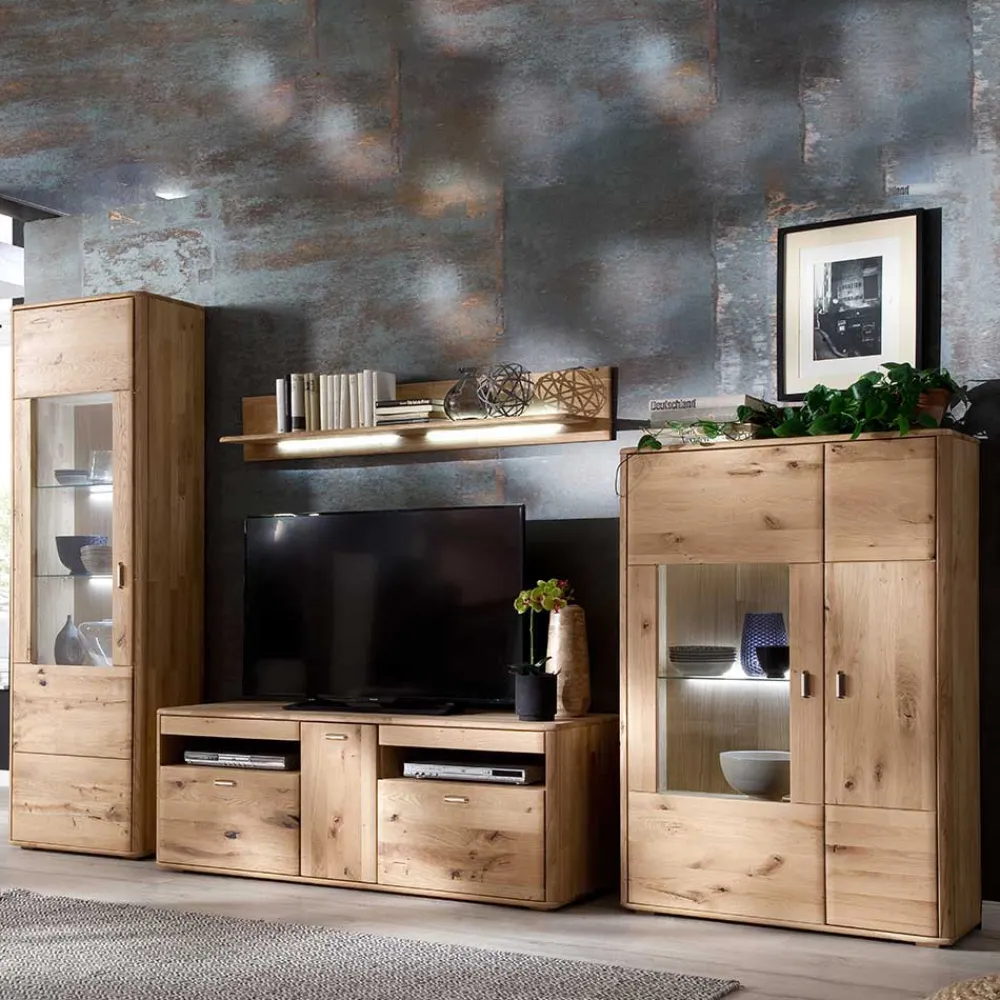 Wohnen Wohnwände|Wohnwand*Wohnkombination in Eiche Bianco - Destal (vierteilig)