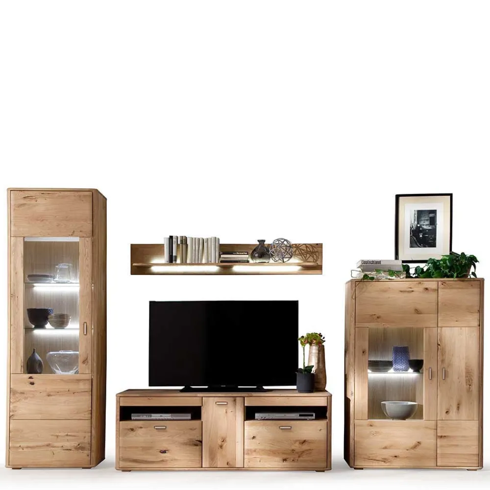 Wohnen Wohnwände|Wohnwand*Wohnkombination in Eiche Bianco - Destal (vierteilig)