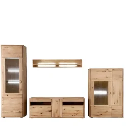 Wohnen Wohnwände|Wohnwand*Wohnkombination in Eiche Bianco - Destal (vierteilig)