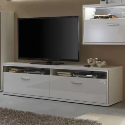 Wohnen Wohnkombination Tacroma in Hochglanz Weiß (vierteilig)