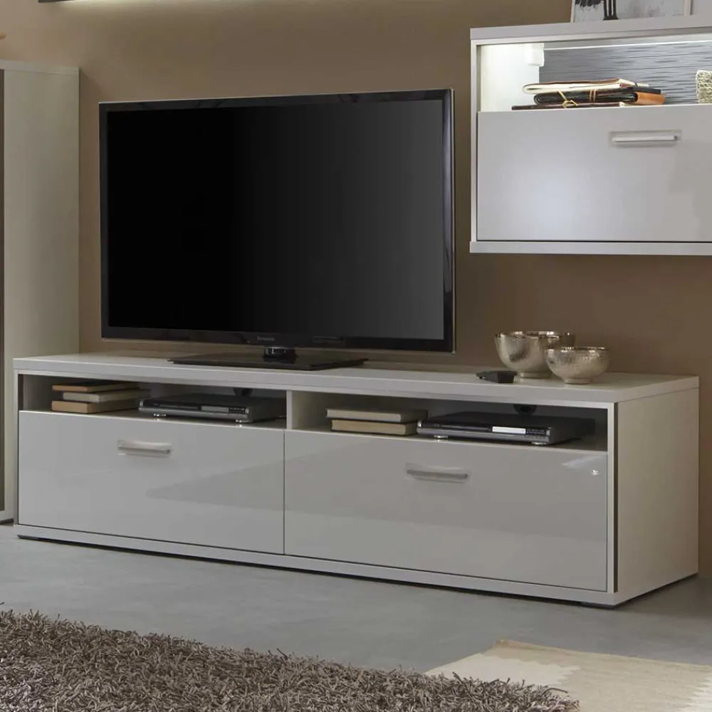 Wohnen Wohnkombination Tacroma in Hochglanz Weiß (vierteilig)