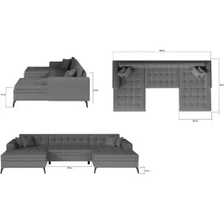 Wohnen Wohnlandschaft in Taupe mit Bettfunktion - Anzarote