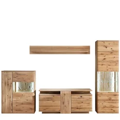 Wohnen Wohnwände|Wohnwand*Wohnmöbel Set in Eiche Bianco - Crokas (vierteilig)