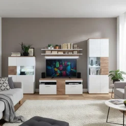 Wohnen Wohnmöbel Set in Weiß Hochglanz - Icadro (vierteilig)