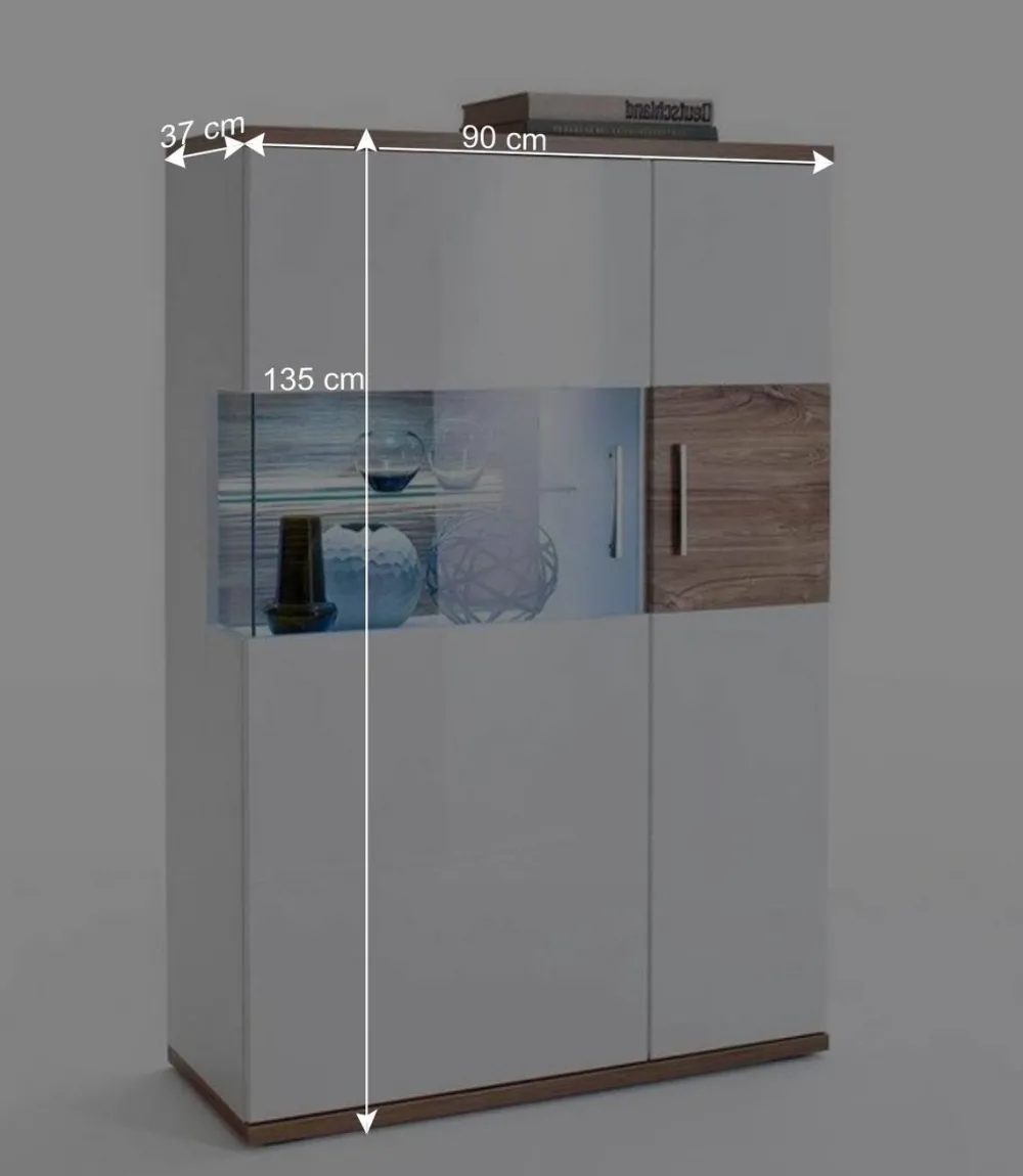 Wohnen Wohnmöbel Set in Weiß Hochglanz - Icadro (vierteilig)