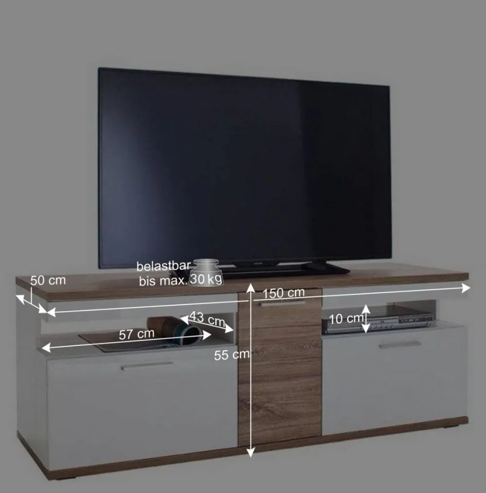 Wohnen Wohnmöbel Set in Weiß Hochglanz - Icadro (vierteilig)