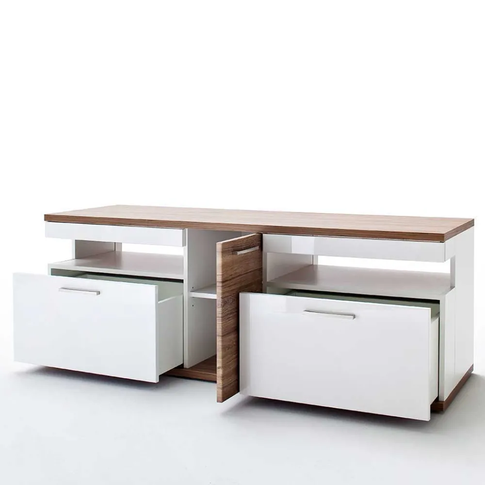 Wohnen Wohnmöbel Set in Weiß Hochglanz - Icadro (vierteilig)