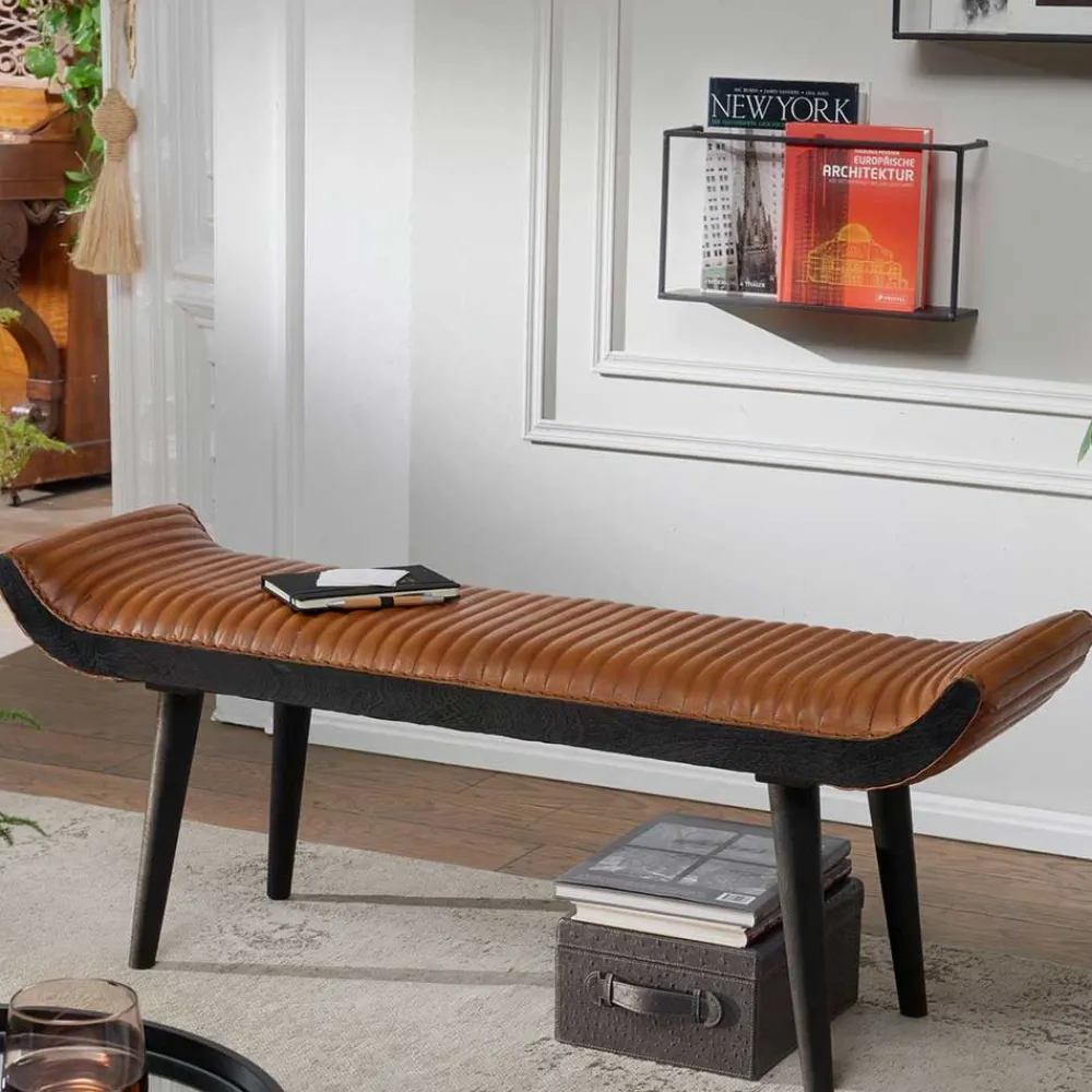 Wohnen Braune Möbel|Bettbänke*Wohnraum Designbank aus echtem Leder - Yagov