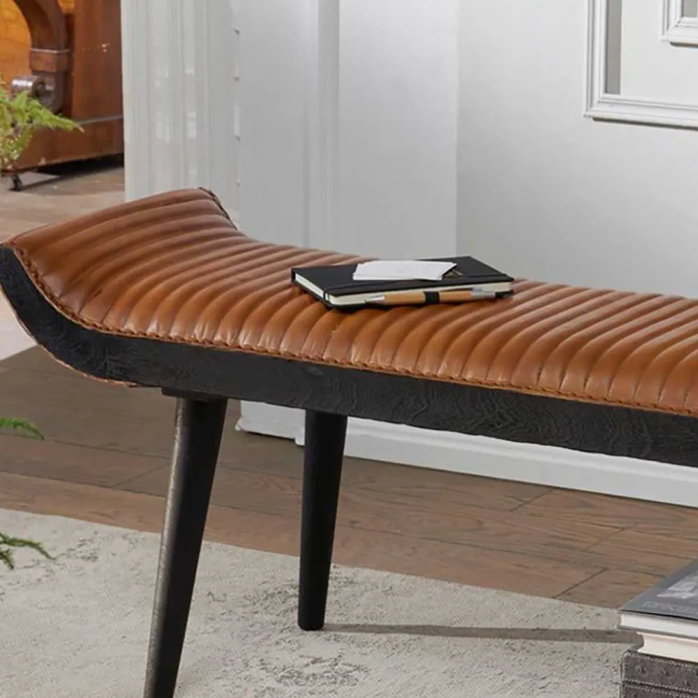 Wohnen Braune Möbel|Bettbänke*Wohnraum Designbank aus echtem Leder - Yagov