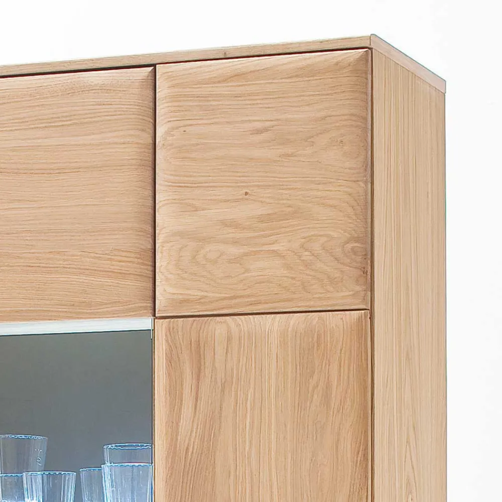 Wohnen Wohnraum Vitrinenschrank Pontros in Eiche Bianco teilmassiv